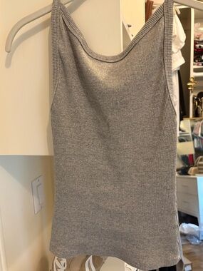 Zara Gray Ribbed Scoop Neck Tank Top